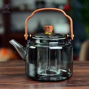 围炉煮茶壶透黑提梁壶玻璃，烧水泡茶壶电陶炉煮茶器炭火炉蒸煮一体