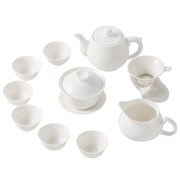 速发羊脂玉瓷功夫茶具套装整套潮汕工夫茶具简约家用茶道茶杯盖碗