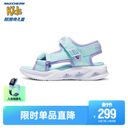 skechers斯凯奇女童夏魔术(夏魔术)贴公主闪灯鞋，儿童轻便休闲露趾凉鞋