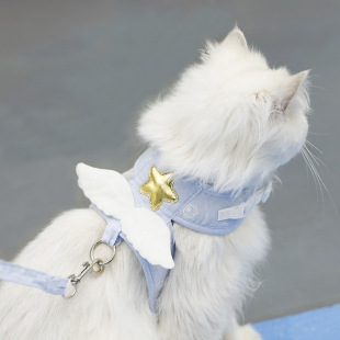 天使翅膀猫咪牵引绳背心，式牵引带狗狗幼猫外出牵引防挣脱宠物用品