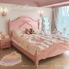 法式实木床粉色公主床女孩，卧室1.8米1.5m双人，复古欧式雕花床美式