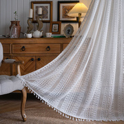 窗帘美式乡村白色钩针镂空透光客厅卧室厨房飘窗帘成品纱遮阳纱幔
