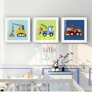 儿童房背景墙装饰画卡通汽车图片挂画男孩房间卧室床头壁画