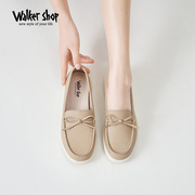 Walker Shop单鞋豆豆鞋女2024年春季真皮鞋一脚蹬乐福鞋百搭女鞋