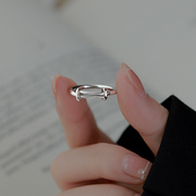 简约推拉戒指女s925银时尚，冷淡风ins小众设计指环学生闺蜜食指戒