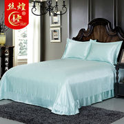 丝煌纯色100%桑蚕丝床单整幅丝绸被单真丝床品单件天蓝色1834加大