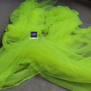 荧光绿网纱面料 顺滑垂顺造型连衣裙半身裙设计师装饰辅料材料布