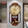 新中式钟表挂钟客厅家用时尚大气，创意中国风挂墙时钟万年历(万年历)石英钟