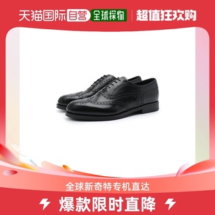 香港直邮giorgioarmani男士黑色，抛光牛皮革，圆头系带封扣牛津鞋