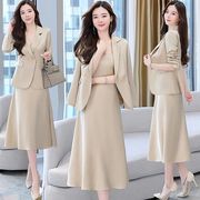 时尚套装女2024春秋季韩版洋气减龄显瘦小西装，外套连衣裙两件套潮