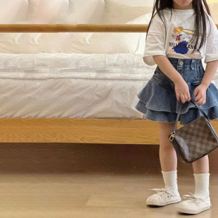 韩版女孩牛仔半身裙夏季女童百褶短裙中大童，2023儿童洋气裙子