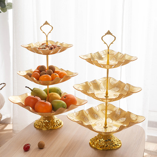 双层水果盘创意三层塑料水果篮，小果盆现代客厅，家用多层干果糖果盘