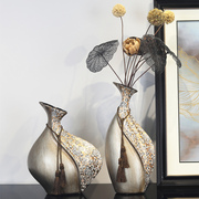 创意高档陶瓷三和花瓶客厅电视柜玄关复古干花聚财工艺品风水摆件