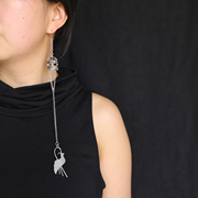 雁雁 鸟笼个性长款流苏单只耳环气质简约高级感小众设计耳夹耳饰
