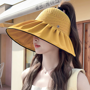 韩版贝壳帽空顶防晒帽女士防紫外线夏季遮脸遮阳帽太阳帽大檐