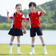 夏季校服小学生班服中国红色运动套装幼儿园园服夏装英伦风毕业服