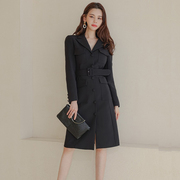 2021冬季韩版ol气质西装，领修身单排扣通勤职业，裙西服式外套连衣裙