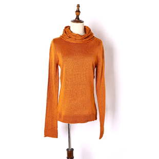 秋冬季女式高领常规款针织衫女韩版时尚纯色拼接套头长袖毛衣上衣