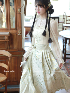 acaine茉香川黛蕾丝衬衫刺绣，吊带小背心，两件套女春季国风上衣