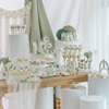 蛋糕模型仿真白绿系下午茶，打卡甜品橱窗装饰场景，布置美食拍摄道具