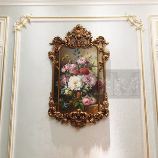 124x75奢华欧美式玄关画手绘挂画古典花卉装饰油画壁炉画法式异形