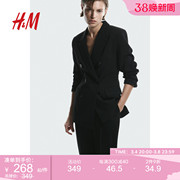 HM女装西装2024春季修身双排扣长袖带衬里职业外套1215796