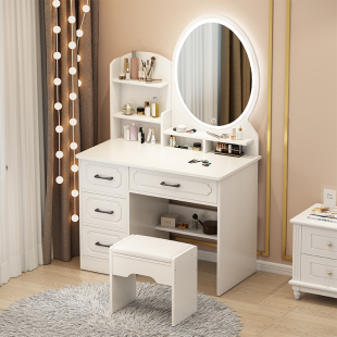 欧式梳妆台女孩卧室现代简约ins风小户型高级感化妆桌收纳柜一体