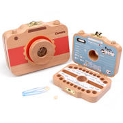 木制儿童相机乳牙，保存盒宝宝牙齿牙屋收纳盒，胎毛珍藏保存纪念盒