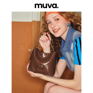 muva小众设计真皮水桶，包女包包2023高级感手提单，肩斜挎小包