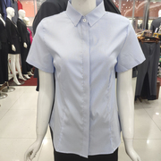 条纹职业衬衫女长袖春装衬衣蓝白竖条纹正装工作服短袖上班服