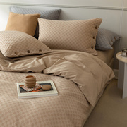 高端全棉针织纯色简约四件套床单式床笠式1.5单人1.8双人床上用品