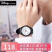 迪士尼手表男学生韩版简约潮流，防水夜光情侣手表个性初中男女手表