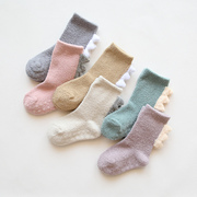 秋冬珊瑚绒加厚保暖婴儿袜子恐龙宝宝袜子儿童中筒袜0-1-3岁