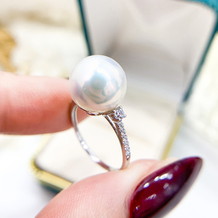 diy珍珠小配件g18k黄金，珍珠戒指空托时尚款指环配1--13mm圆珠