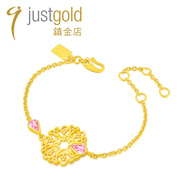 justgold镇金店繁花整圆足金黄金手镯手链1222961Y