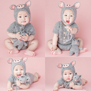 百天宝宝拍照服装 小猪套装 满月百天宝宝摄影服装婴儿影楼照相衣