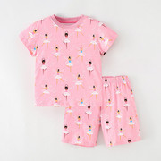女童两件套夏季中小童宝宝粉红色休闲圆领短袖裤子儿童套装潮