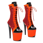 Leecabe拼色中筒靴20CM网红高跟靴钢管舞显瘦方钉女鞋4BU
