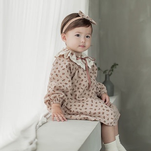 两件套装韩国女婴儿，连衣裙发带春夏季百天周岁生日宝宝公主裙子
