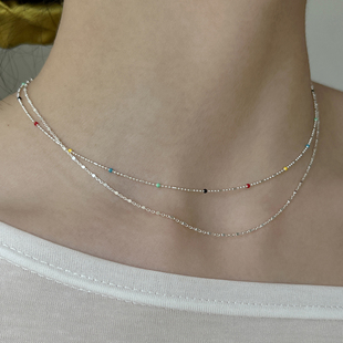 韩版s925纯银极细单链锁骨颈链，基础叠戴项链女设计感ins简约配链
