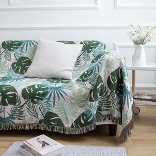 龟北欧沙发盖巾沙发布全盖沙发套单人沙发罩沙发毯日式绿叶沙发套
