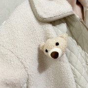 韩版卡通立体两色小熊头，米色毛绒熊熊玩偶，可爱胸针包包衣服配饰品