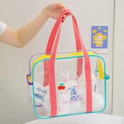 夏季卡通透明小熊手提包韩版少女大容量PVC果冻包学生旅行沙滩包