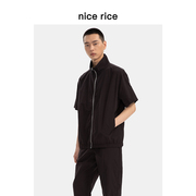 nice rice好饭 光泽肌理拉链立领宽松短袖夹克商场同款NFX06062