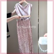 韩剧女主穿搭盐系轻熟高级感粉紫色衬衫半身裙职业两件式套装女夏