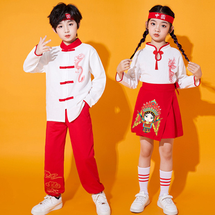 龙凤儿童啦啦队演出服幼儿园表演服中国风小学生运动会开幕式班服