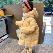 女童冬装中小童奶块羽绒服儿童90白鸭绒(白鸭绒，)棉服宝宝长款加厚外套