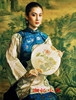 印花DMC纯棉线十字绣客厅餐厅名画陈逸飞油画人物 女子与山水