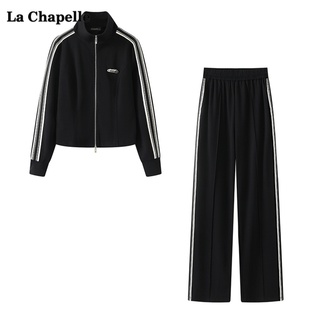 拉夏贝尔lachapelle棒球服外套，休闲长裤两件套女秋季时尚套装