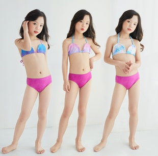 外贸欧美儿童游泳衣女童泳装可爱比基尼套装美人鱼分体小中大童